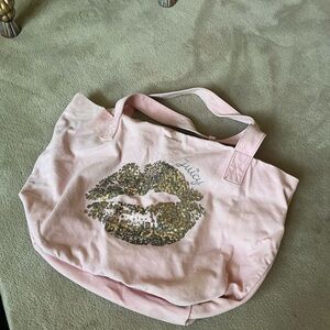 Vinatge Juicy Couture Pink Tote with Sequin Lips